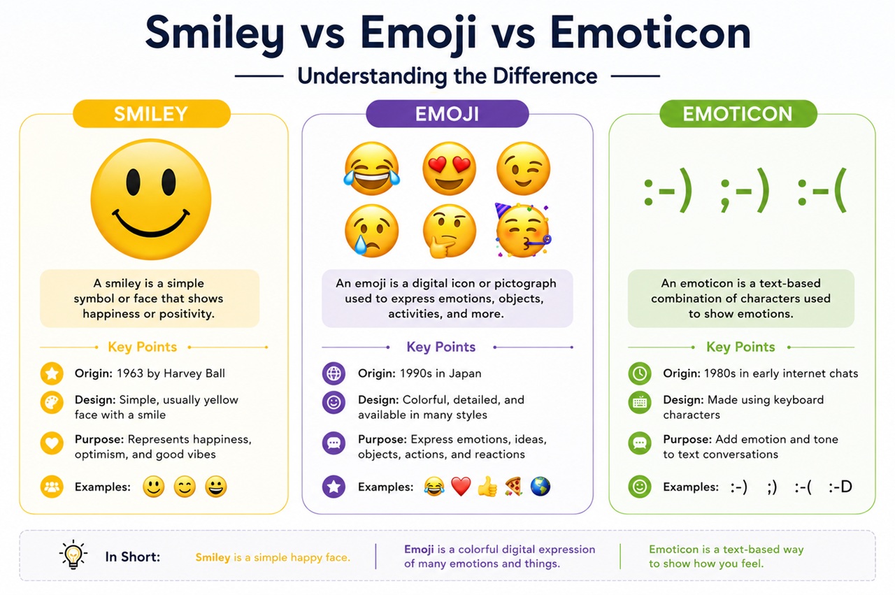 Smiley vs Emoji vs Emoticon